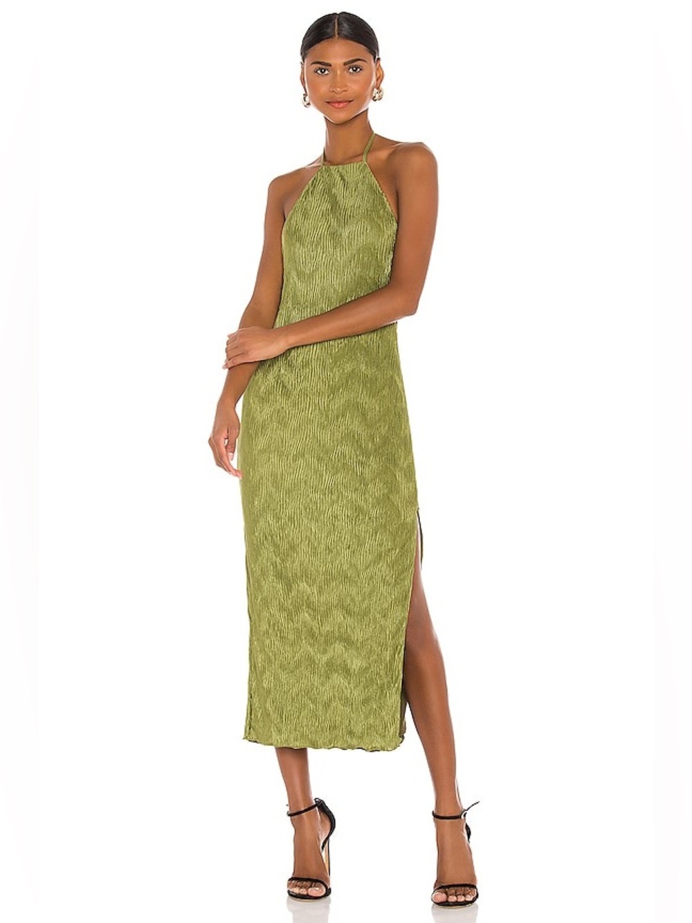 House of Harlow 1960 Olive Green Halter Midi Dress